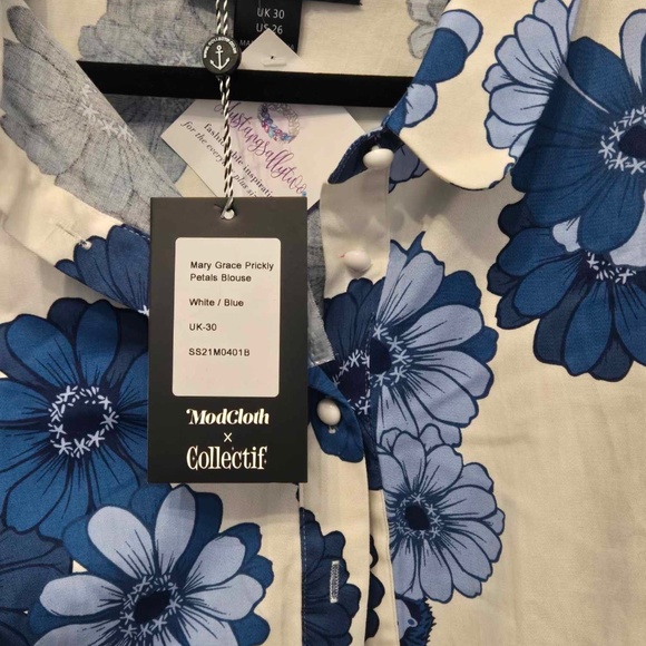 ModCloth x Collectif Collared Daisy Peplum Hem Blouse NWT Size 26W - Picture 5 of 5